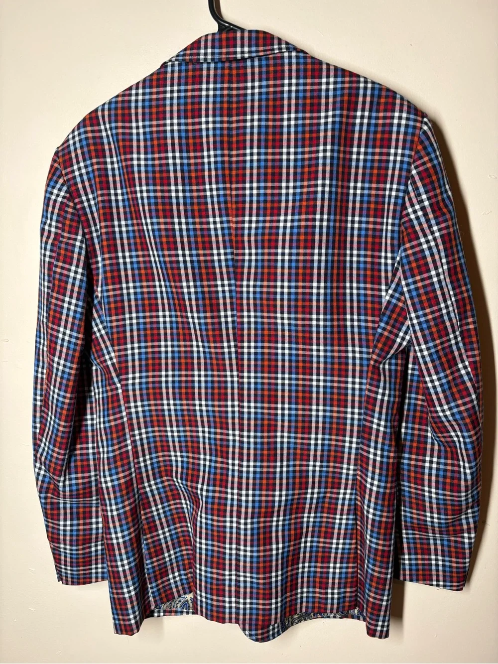 {EUC} INSERCH Men's Multicolor Check Sport Blazer - Red & Blue Plaid M